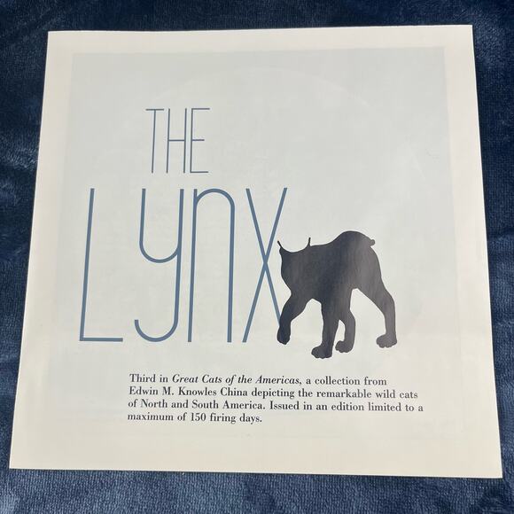 1989 "The Lynx" by Lee Cable Plate 3rd Issue Bradford Exchange Certificate & Box - Picture 7 of 13